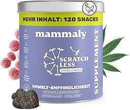 mammaly 7-in-1 Hemp Oil Treat for Dogs - Scratch Less 120 Snacks (350 g) - with Zinc, Brewer's Yeast, PEA - Can Support Your Dog with Seasonal and Year-Round Allergies and Itching.