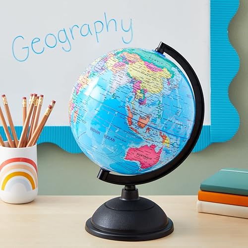 Miniatura 2 de Globo terráqueo con soporte – Globo terráqueo de escritorio para enseñanza, rotativo – perfecto para niños, estudiantes de geografía, profesores y