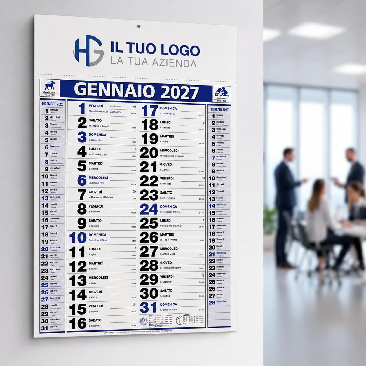 Calendari Personalizzati 2027 in Stock da 100 Pezzi Olandesi Grandi da Muro Notes sul Retro per Gadget Pubblicitari di Fine Anno e come Omaggio per i Clienti o Regali Aziendali | PA646