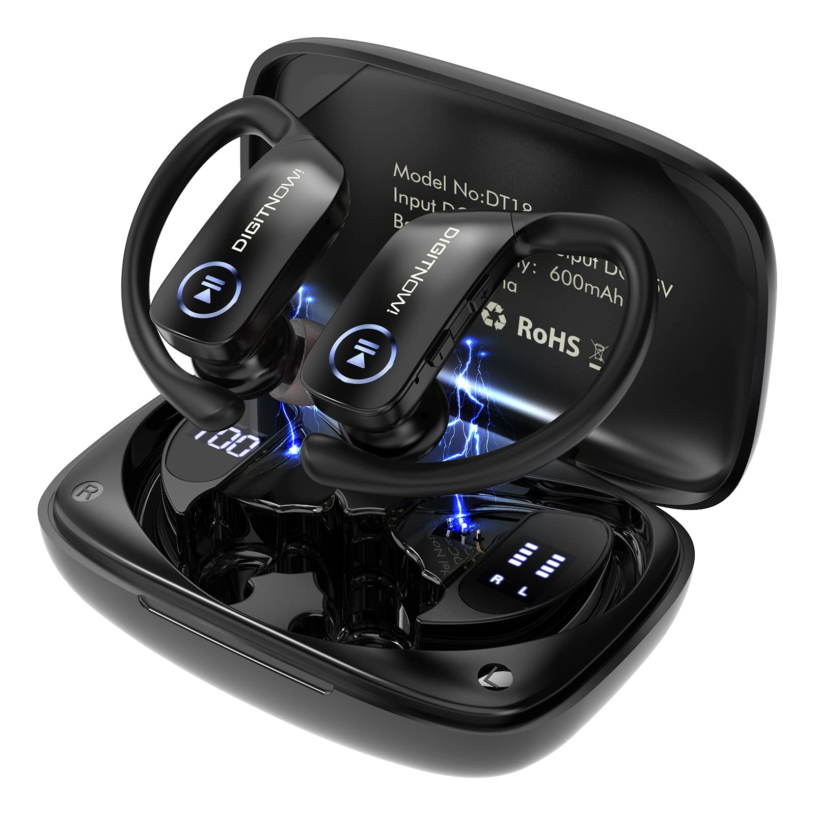 DIGITNOW Wireless Earbuds Bluetooth 5.0 Headphones 48Hrs Play Back Touch Control with LED Display Charging Case Waterproof...