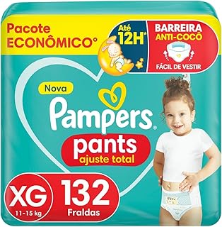 Fralda Pampers Pants Ajuste Total Tamanho XG, Fácil de Vestir, 132 Unidades