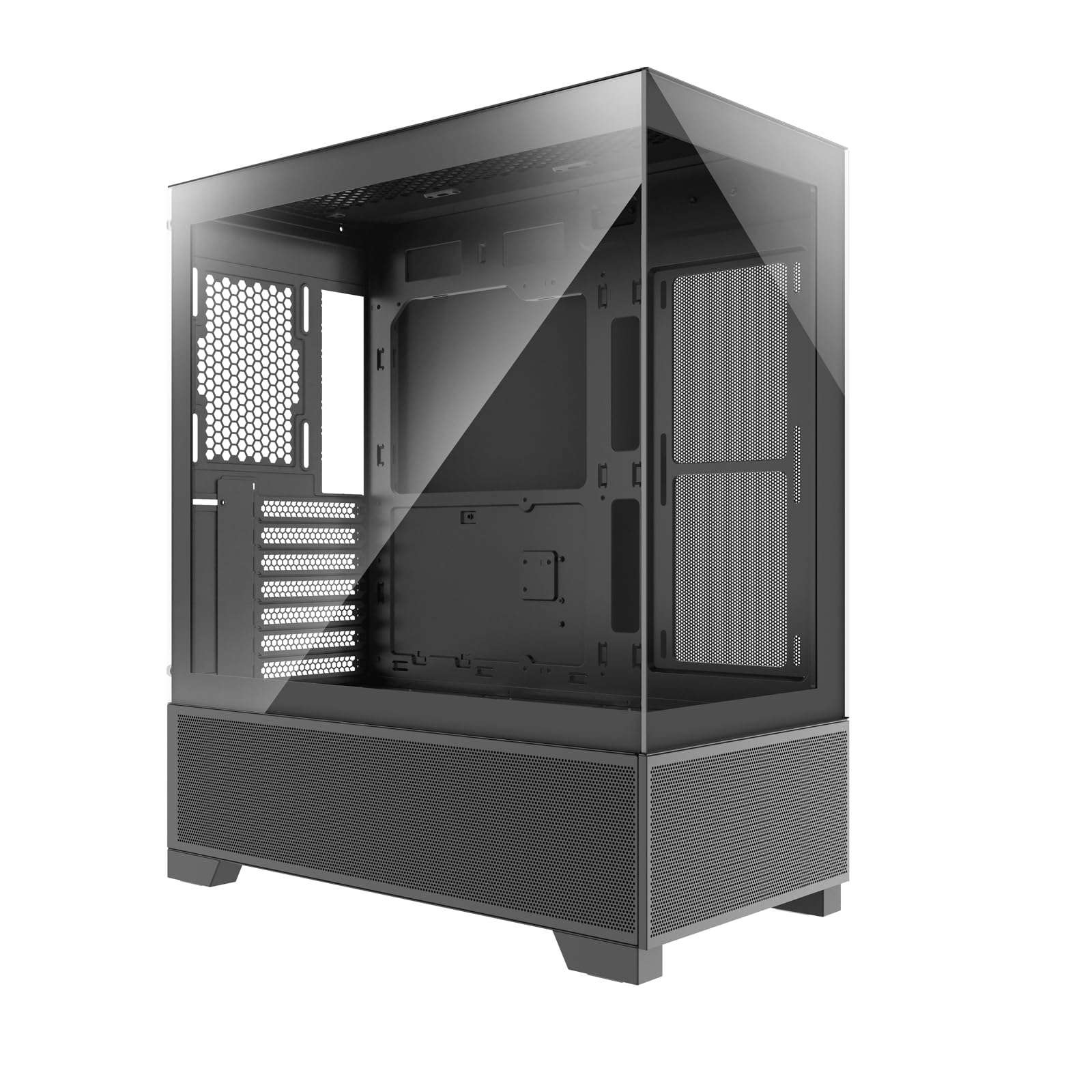 Xilence X218.ARGB XILENT Beam Gaming PC Gehäuse, 3X PWM Lüfter, ATX Midi Tower Case, Aquarium Glas Optik, hoher Airflow, optimiertes Kabelmanagement, PWM Control Board