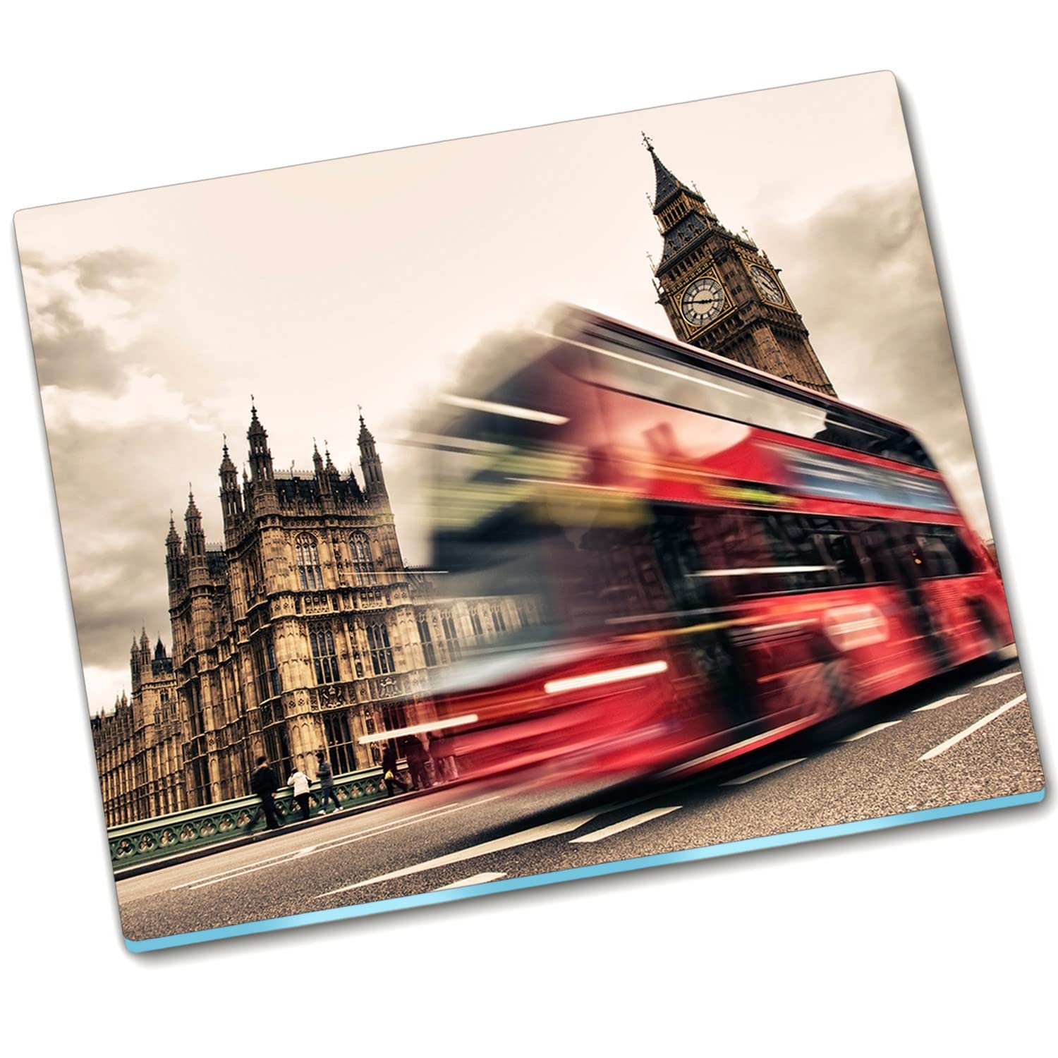 Planche à découper en verre durci 60x52 cm Decormat ultra résistante bus londonien