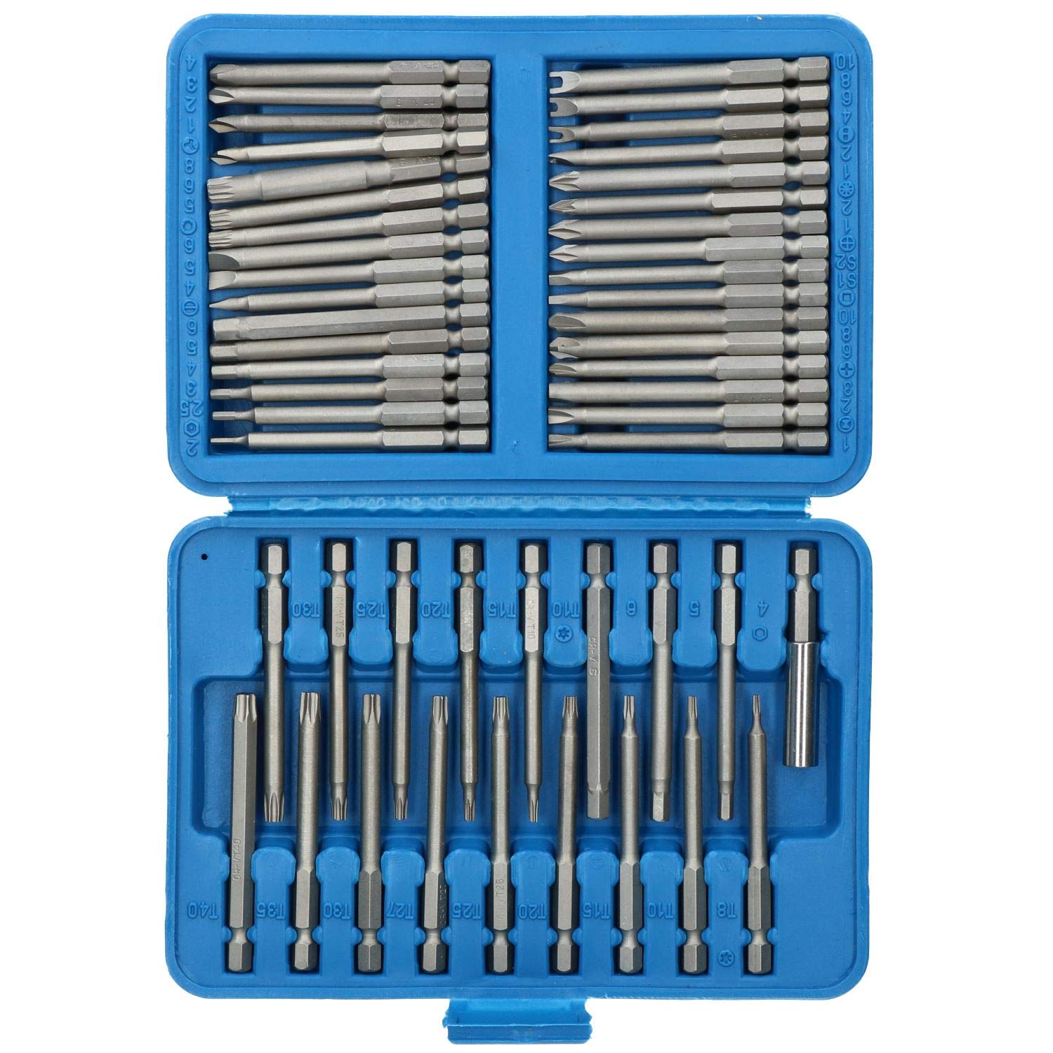 AB Tools 50Pc Screwdriver Extra Long Bit Set Torx Hex Spline Phillips Pozi Star Security Bits from B&Q