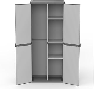 Mongardi W2010 Armadio Portascope Wardrobe, Plastic Cabinet, Broom Cabinet for Outdoor Use, PVC and PP, Black/Grey, One Size