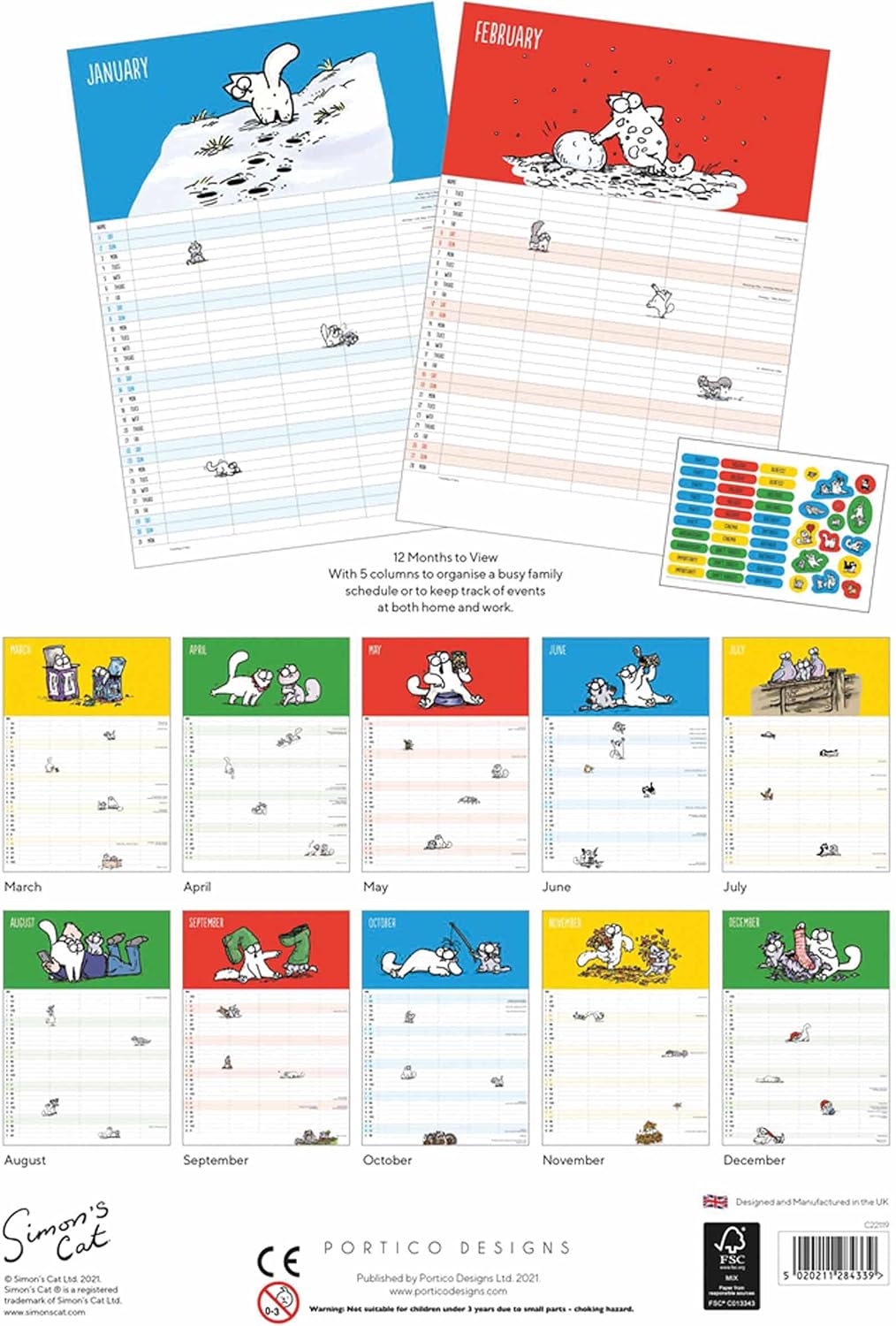 Portico Designs Simon’s Cat A3 Family Calendar 2022 (C22119) BigaMart