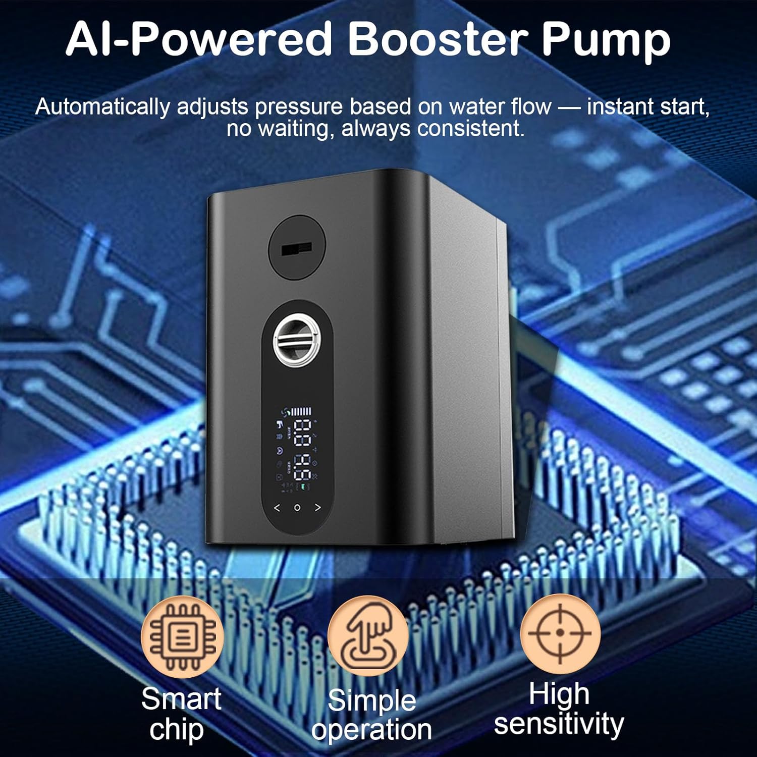 Water Pressure Booster Pump, Self Priming Variable Speed Constant Pressure Smart Pump, for Home, Shower, Garden Irrigation, Shallow Well, RV High Pressure Energy Saving Water Pump