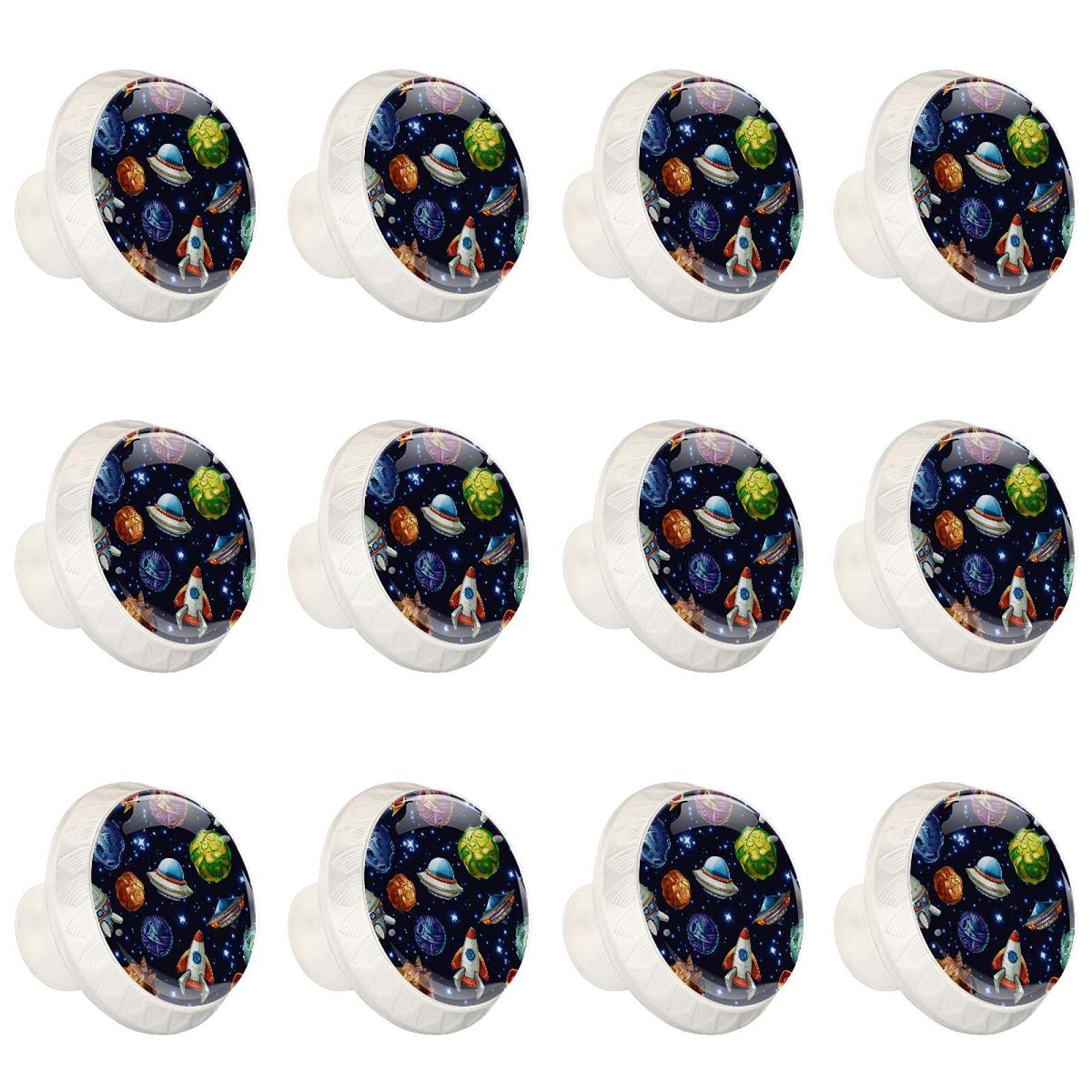 Lot de 12 boutons de placard ronds blancs