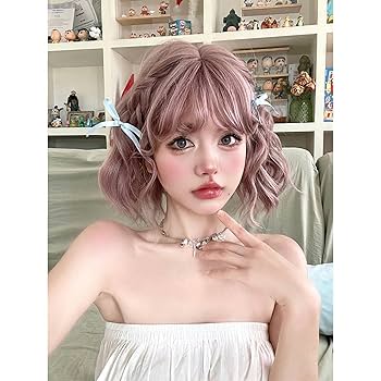 地雷系　ウィッグ　ヘアアレンジ　紫　巻き髪 Amazon.co.jp: [ラウバオショッピング]地雷系 カール ボブ
