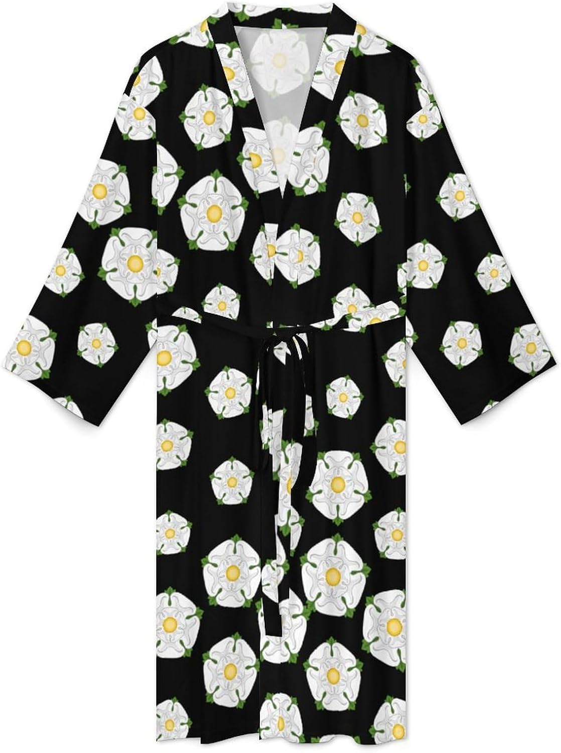 Yorkshire Rose Mens Robe Long Bathrobe for Women Bath Robes Lightweight Soft Printed Sleepwear