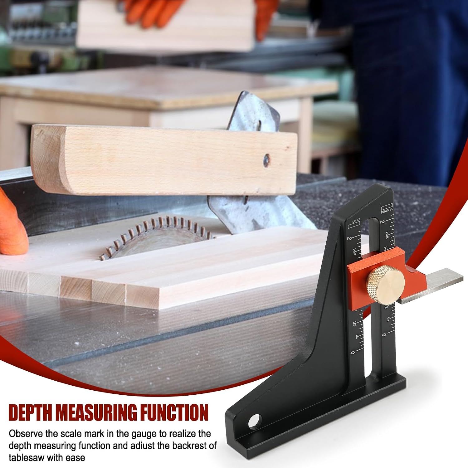 Height Gauge for Table Saw, Height Gauge Depth Measuring Ruler Aluminum Alloy Inch Scale Height Gauge Measuring Instrument for Saw Table and Ruler Trimming Machine Adjustmen (2Pcs)