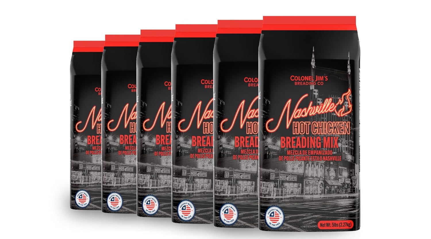 Colonel Jim's Nashville Hot Chicken Breading Mix, 5 lb Bags (Case of 6) - Spicy Southern Fry Coating - Professional Restaurant-Quality - Made in USA