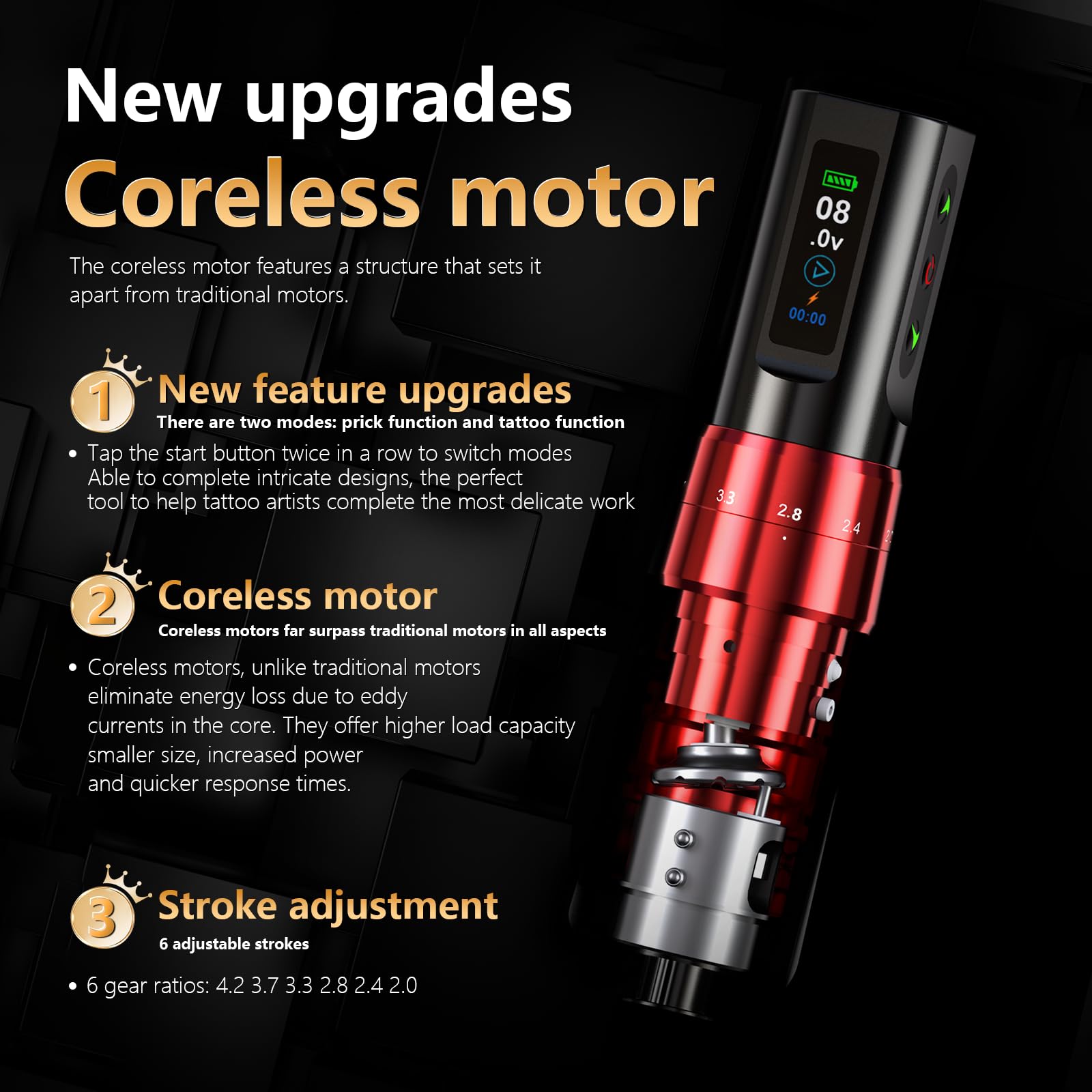 Amazon.com: BIGWASP Z3 Wireless Rotary Tattoo Machine Pen, 6
