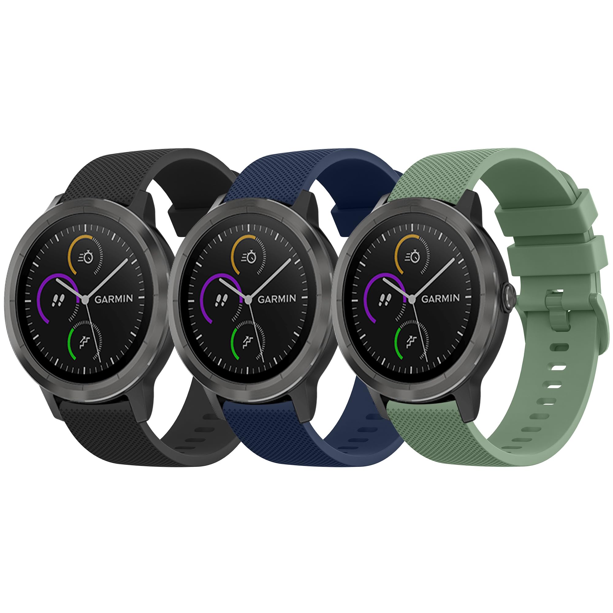 Meliya3 Pack Bands for Garmin Venu 2 Plus / Venu Sq / Venu / Vivoactive 3 Watch Band Women Men, Soft Silicone Sport Replacement Strap for Garmin Vivomove Sport, Vivoactive 3 Music, Forerunner 645 / 245 Music Smart Watch