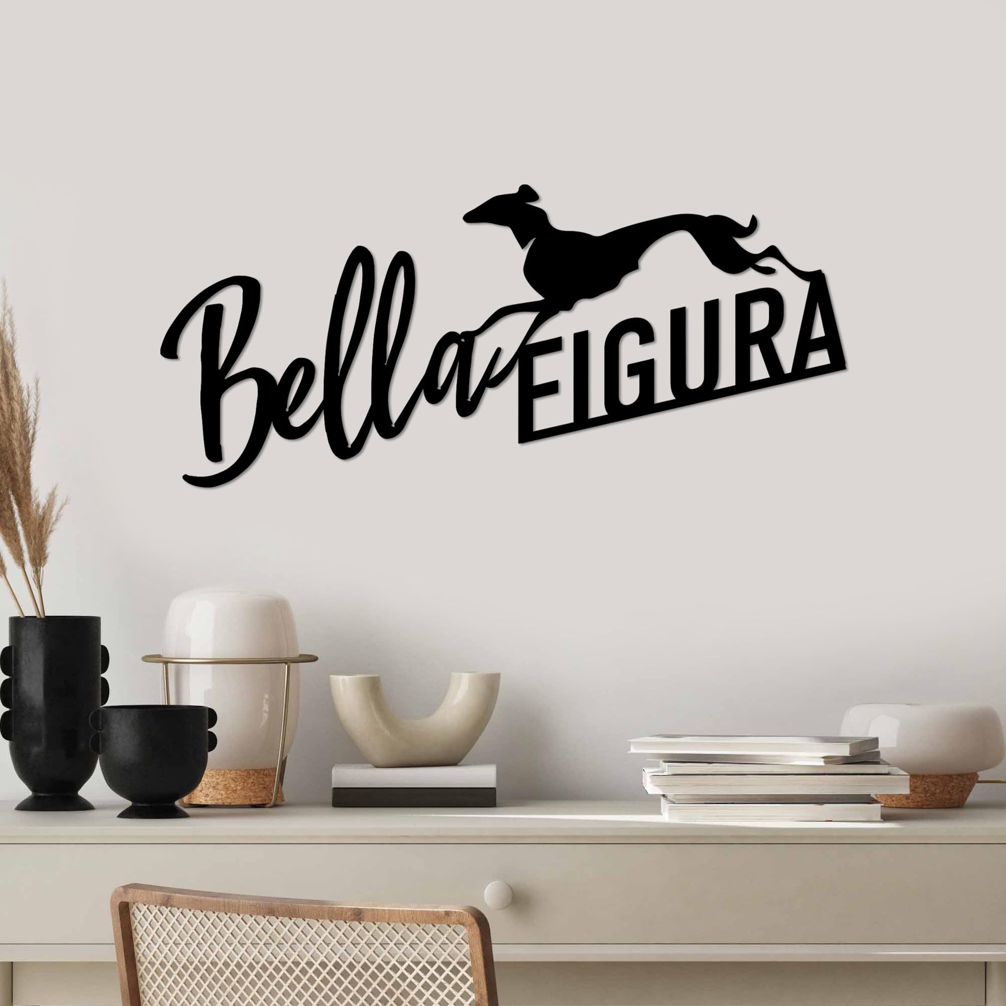 Stylish Black Decorative Metal Wall Accessory, 60 x 27 cm, 100% Metal, 1.5 mm Thickness, Lightweight and Durable, Perfect for Home Decor