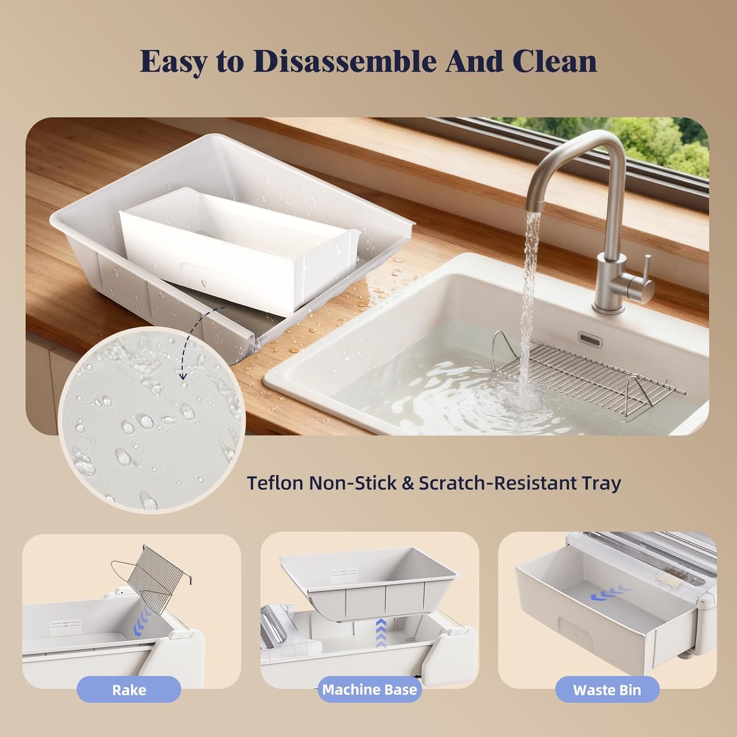 Robotail Open Top Automatic Litter Box, Self Cleaning Cat Litter Box with Roomy Space for Large Cats+Vis Waste Bin, XXL Electric Cat Litter Box Automatic Cleaning for Multi Cats, Auto Litter Box