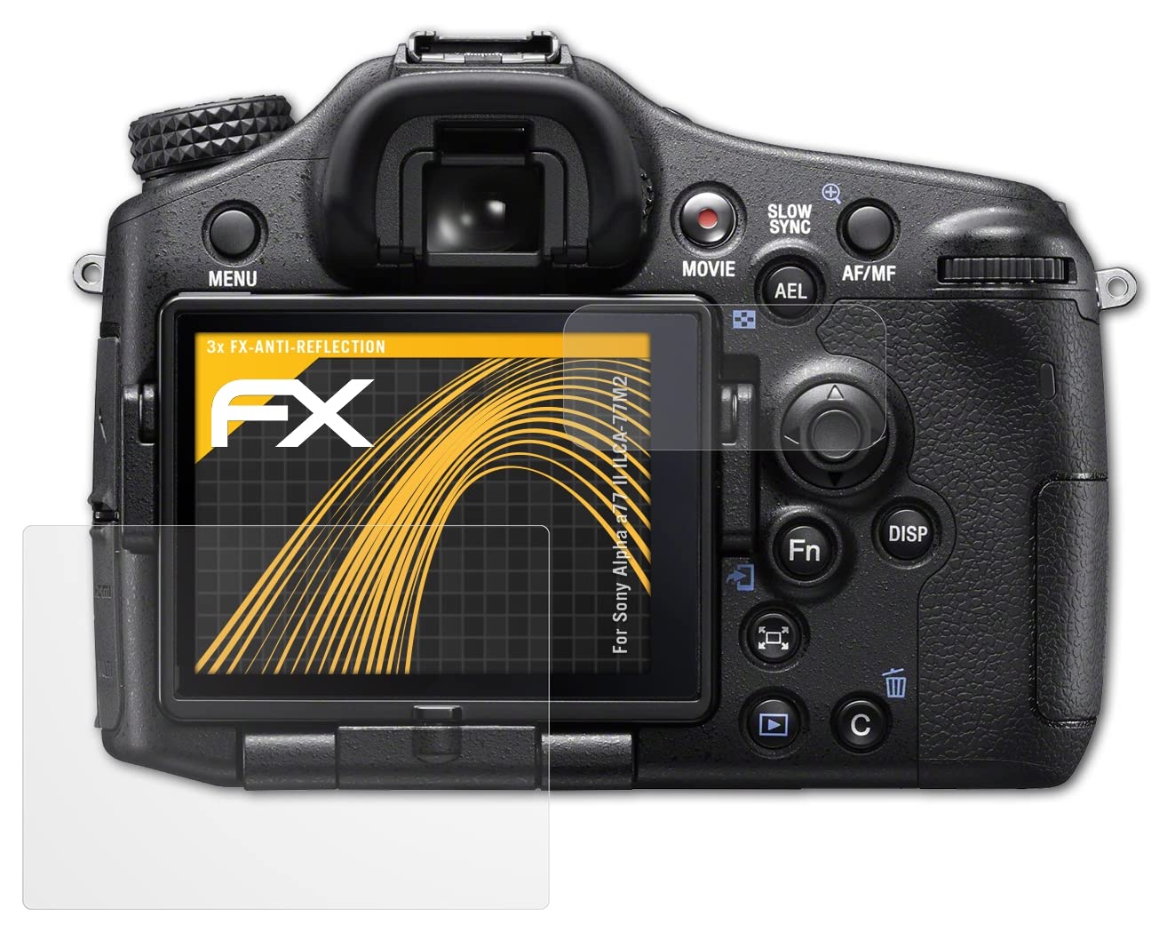 atFoliX Screen Protector compatible with Sony Alpha a77 II ILCA-77M2 Screen Protection Film, anti-reflective and shock-absorbing FX Protector Film (Set of 3)