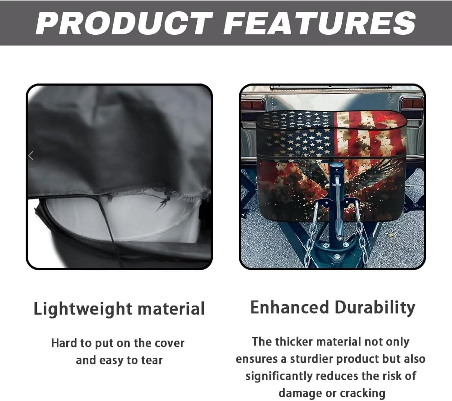 Horeset American Flag Eagle RV Propane Tank Cover Heavy Duty Waterproof Exterior Cover for RV Travel Trailer Camper with Zipper Outdoor Accessories Fits 40 LB Dual Propane Tanks