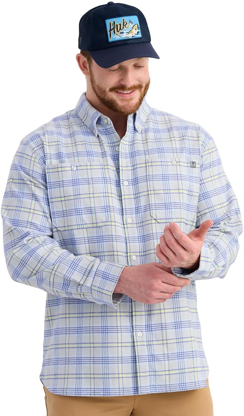 HUK mens Chesapeake Flannel, Soft and Warm Fishing Shirt, Casual Outdoor Wear for Men