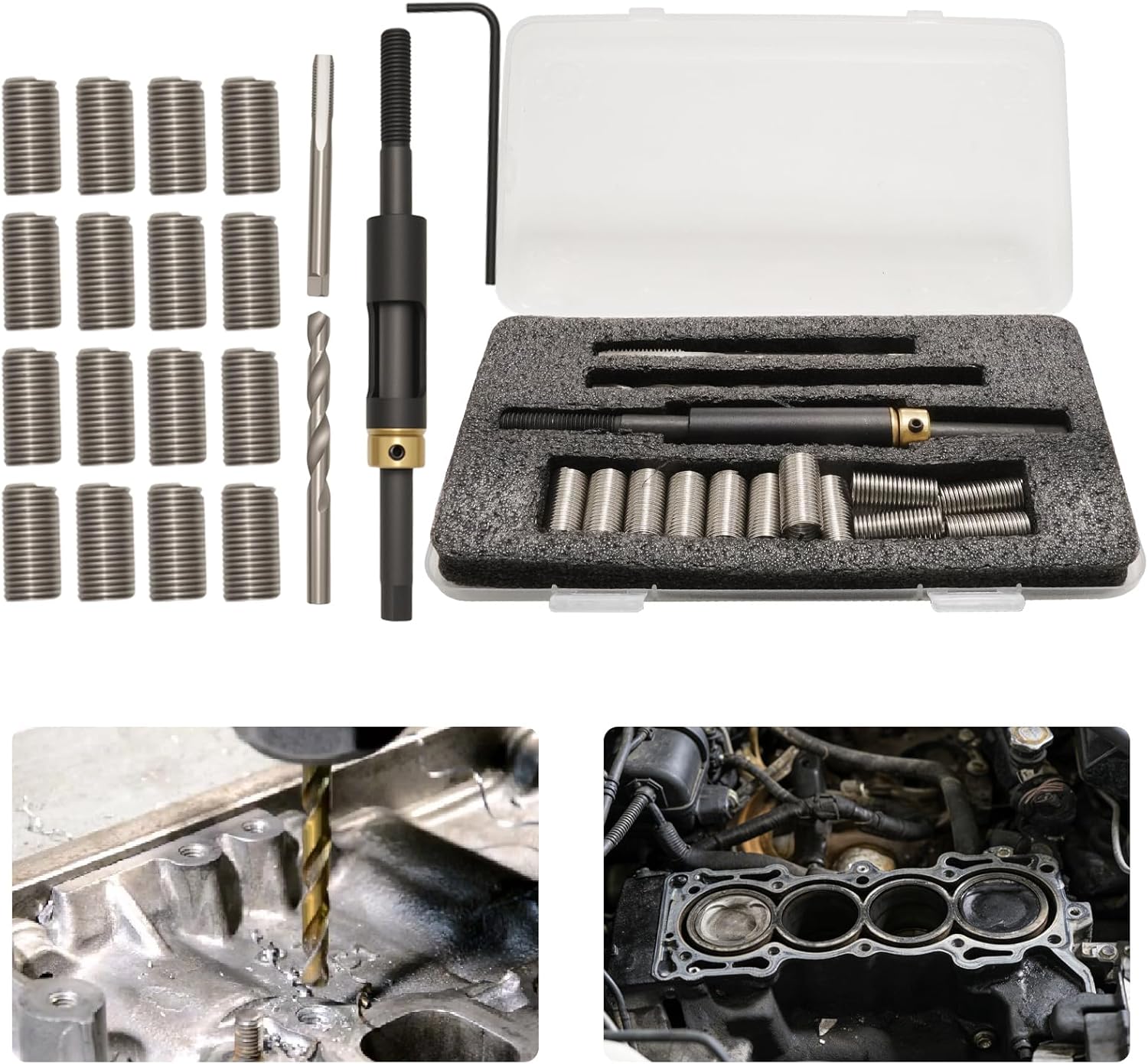 35119S M11 x 1.5 Head Bolt Thread Repair Kit, Wire Thread Inserts Replacement for Kia Replacement for Isuzu Replacement for Honda Replacement for Toyota Replacement for Hyundai