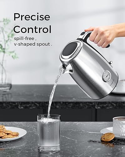 Vista 3 de LONGDEEM LD-K3041E-Silver - Hervidor eléctrico - Acero inoxidable de 1,7L, termómetro, apagado automático, plata