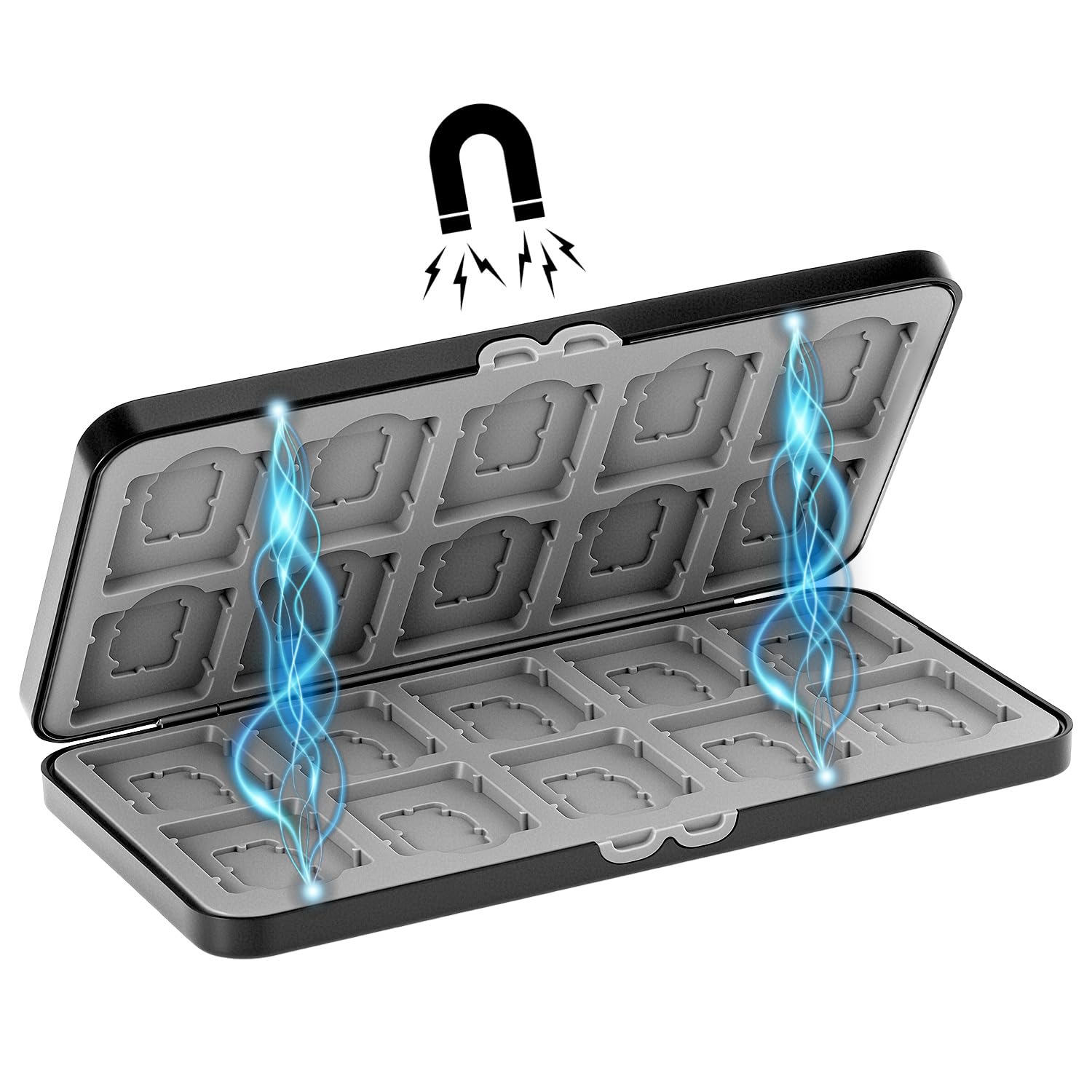 QWORK® Custodia per schede di memoria, compatibile con 20 slot per schede SD e 20 slot per schede Micro SD