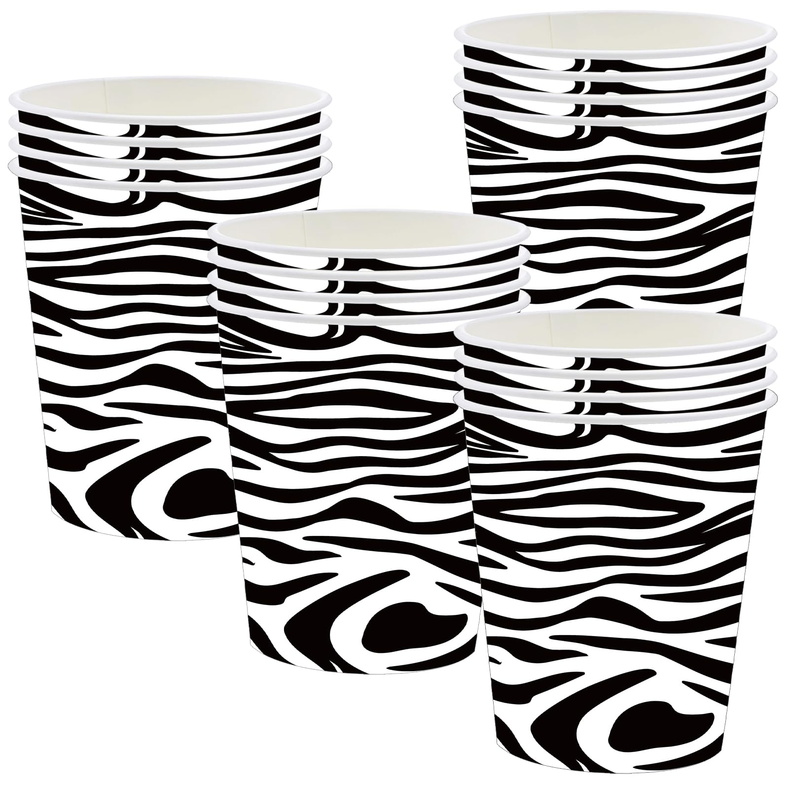 POPOYU 16P Jungle Safari Animal Party Zebra Print Paper Cups,Jungle Animal Party Paper Cups,Jungle&ThemeParty Tableware Decorations Set for Kids JungleSafari Reptile PartySupplies