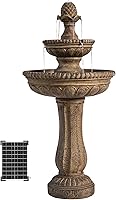 XBrand 39" 2-Tier Solar Water Fountain Bird Bath - Outdoor Freestanding Resin Garden Decor for Patio, Yard, Porch
