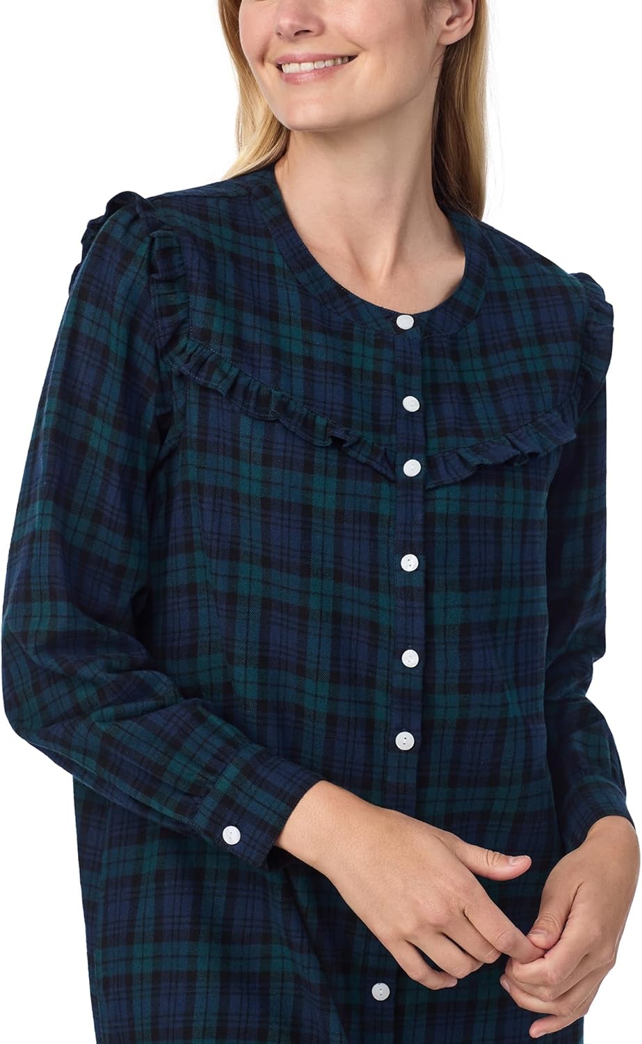 Lanz of Salzburg Sleepwear for Women Classic Button Front Flannel Nightshirt - Image 2