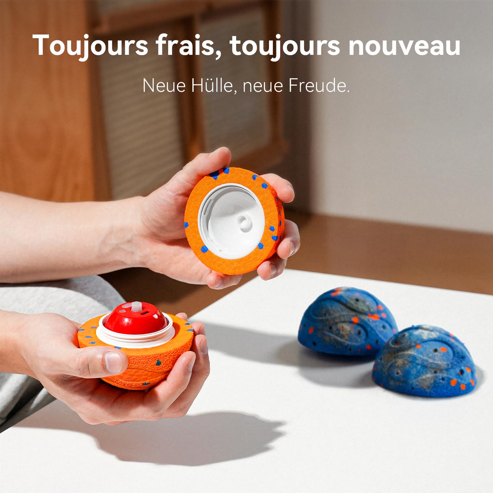 Cheerble Wicked Ball Air Neo – Le Ballon interactif Qui Calme Votre Chien avec Mode apaisant imitant Les battements de cœur, Auto-Rotatif, E-TPU, IPX7 étanche, pour Petites et Grandes Races, Orange