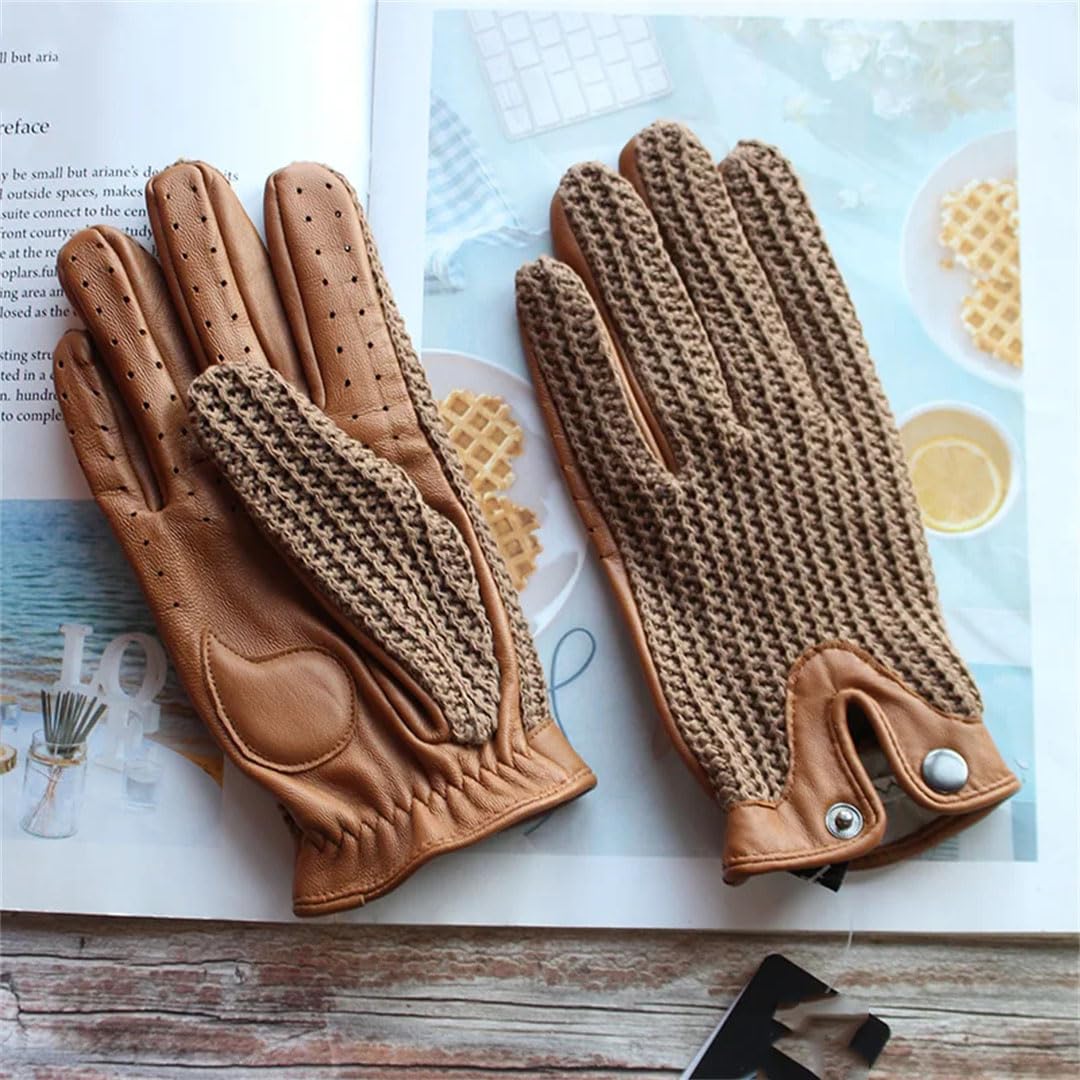 Gants antidérapants en cuir pour homme - Gants de conduite à écran tactile - Gants d'équitation pour moto