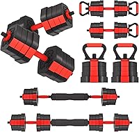 Vista 14 de VIVITORY Juego de mancuernas de pesos ajustables, pesas libres con conector, juego de mancuernas ajustables antideslizantes, barra para gimnasio