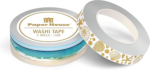 Miniatura 2 de Paper House Productions Sticky Pix Beach Serenity - Juego de 2 rollos de cinta adhesiva Washi para álbumes de recortes y manualidades