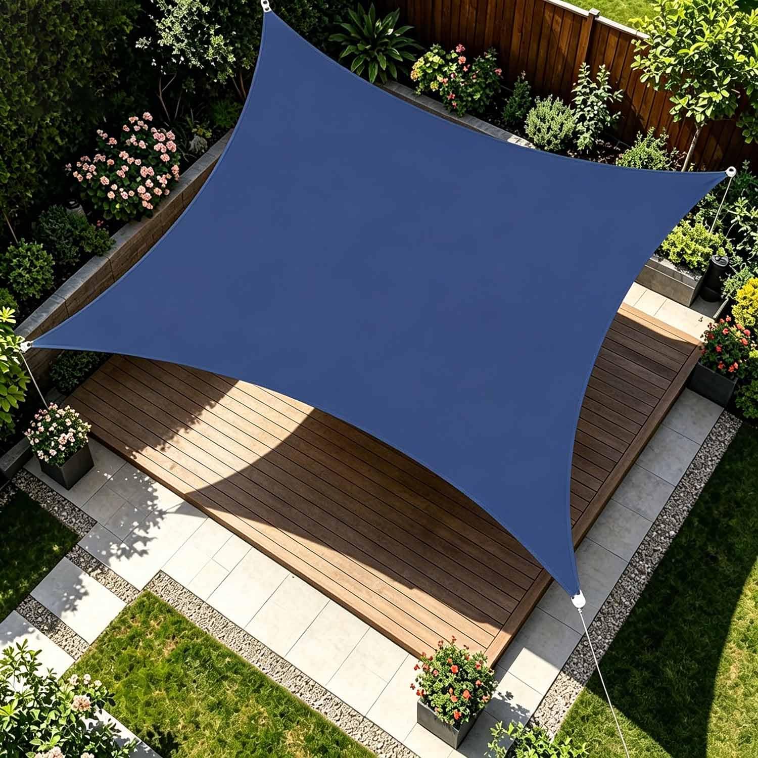 Ffsaacol Shade Sails Rectangle, Sun Shade Sail for Garden with Ropes, Shade Sail Canopy Waterproof UV Block Fabric, for Patio Lawn Garden Carport Backyard Deck Pergola 5, 13x16FT/4x5m