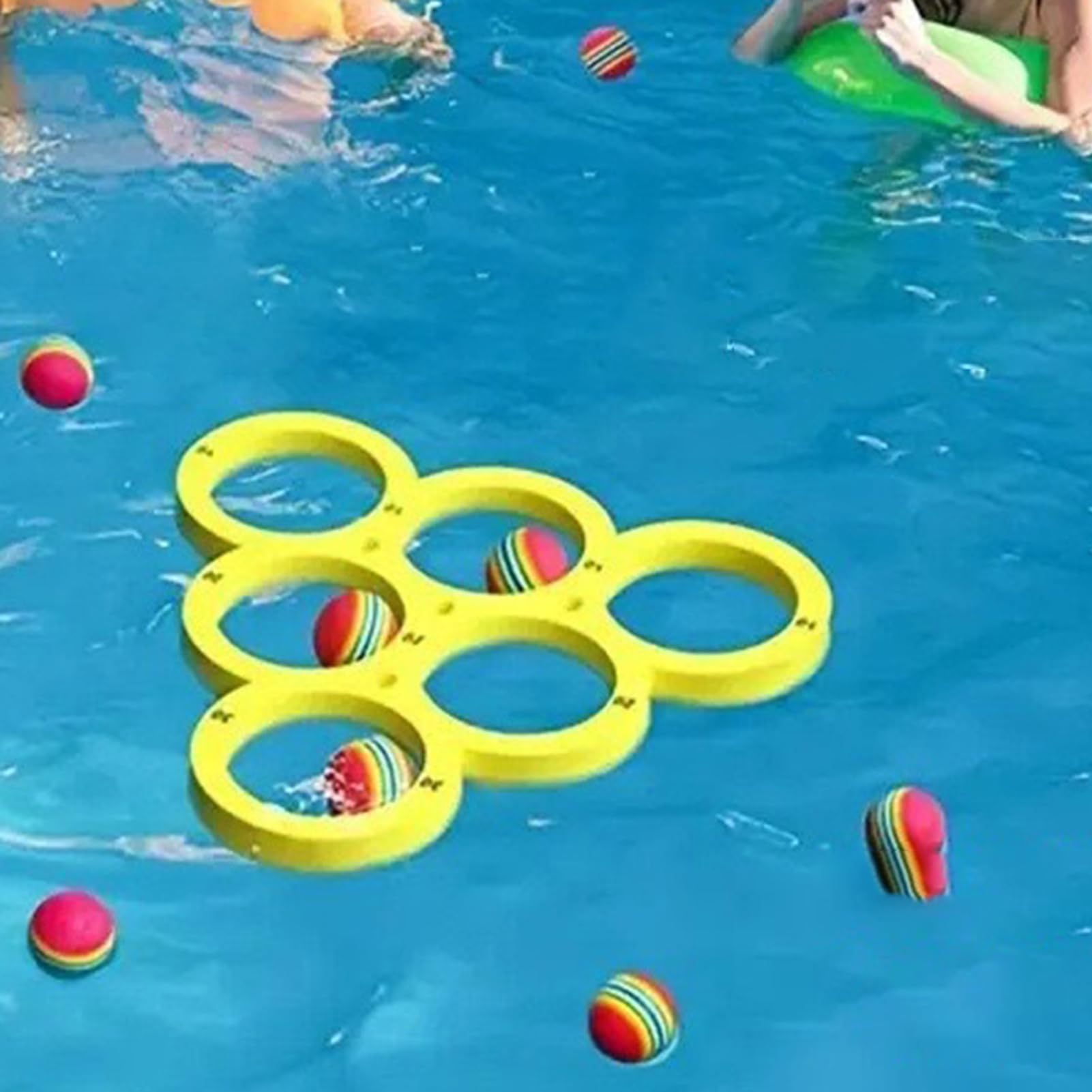 Jeu De Lancer Flottant Pour Piscine – Anneau EVA Et 10 Balles – Jouet Aquatique Fun Pour Enfants Et Adultes – Idéal Pour Plage, Rivière Et Bassin