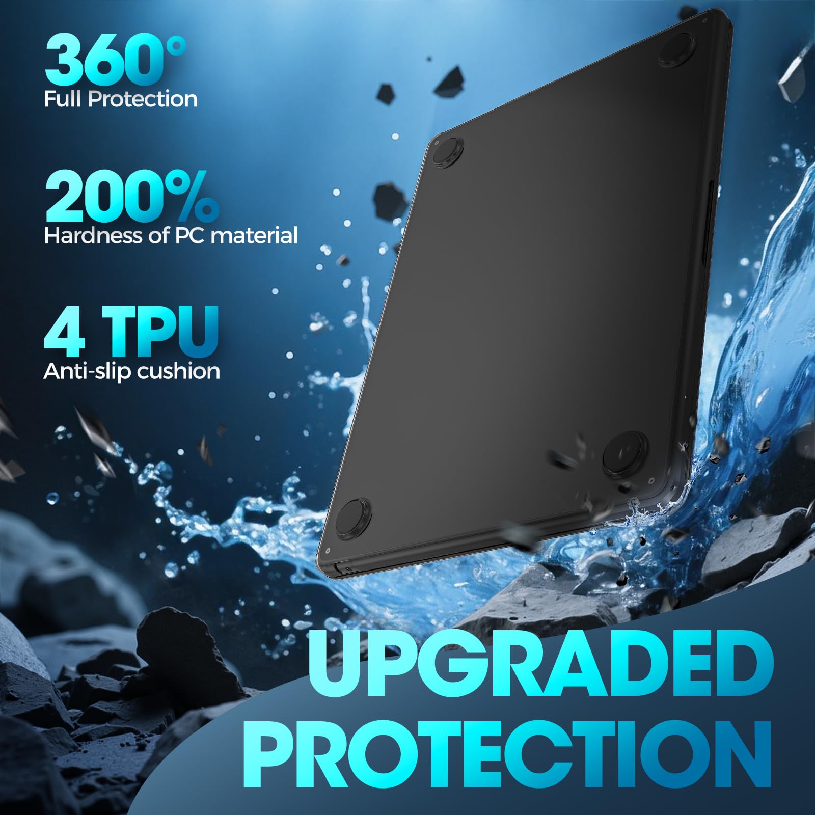 ProCase MacBook Air ケース 13.6インチ適用 M5 M4 M3 2026 2025 2024 2023 2022 A3240 A3113 A2681 耐衝撃ハードカバー スタンド爪 すり傷防止 汚れ対策 -ミッドナイト