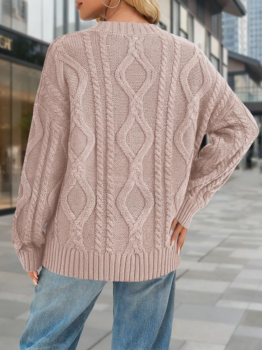 LaGracia Women’s Oversized Cable Knit Sweaters Long Sleeve Pullover Crew Neck Fall Winter Sweater Tops - Image 3