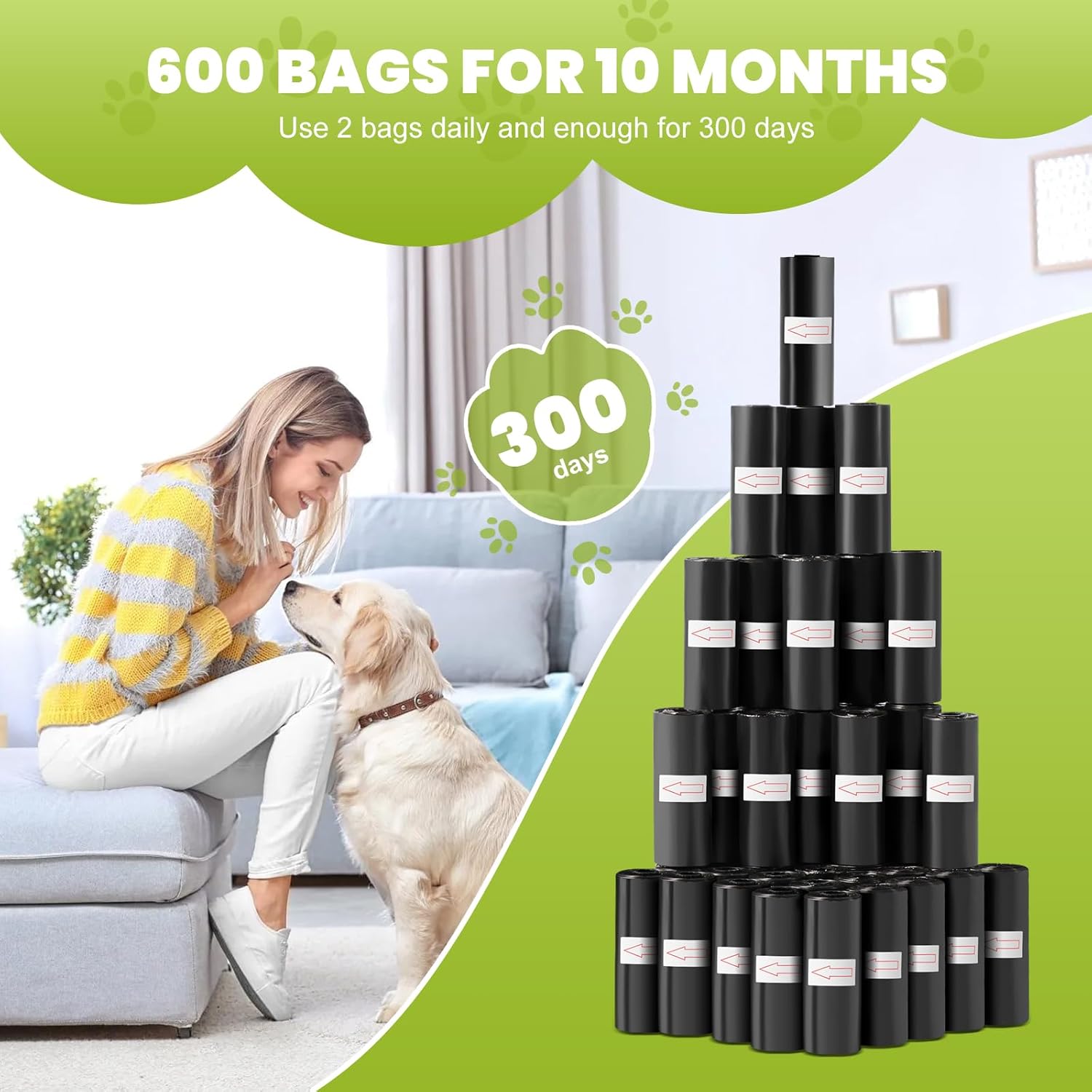 Diboniur Dog Poop Bags 600 Count, Black Dog Poop Bags, Sturdy and Leakproof (40 Rolls, 15 Per Roll) 6