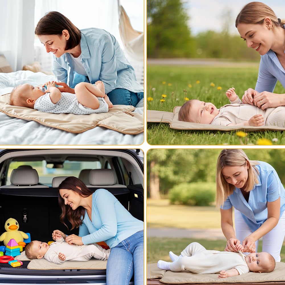 Fasciatoio Portatile Neonato, 87 x 57 CM Pieghevole e Impermeabile Fasciatoio, Cambio Pannolino per Neonato, Esterno, Casa, Viaggio, Regalo Nascita Perfetto per Bimbo e Bimba