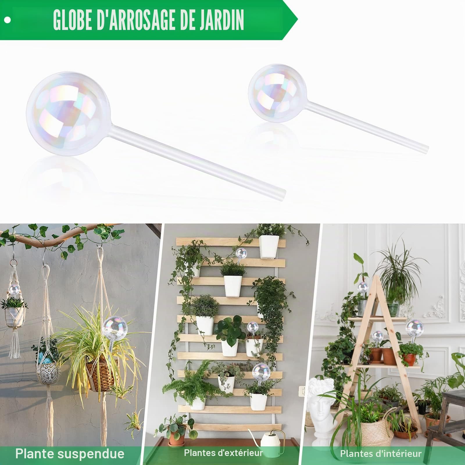 Lot de 6Pcs Bulbes d’Arrosage Automatique Dispositif D'irrigation, Boule Auto-arrosage en Verre Coloré pour Plante Fleur D'intérieur et D'extérieur (Forme de Goutte d'eau)