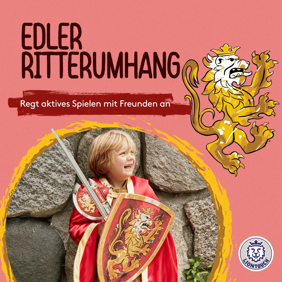 Liontouch - Edler Ritterumhang für Jungen, Rot | Für Kinder von 3-8 Jahren – Einheitsgröße | Mittelalterlicher Spielumhang | Perfektes Zubehör für Verkleidung, Kostüme & Ritter-Rollenspiele