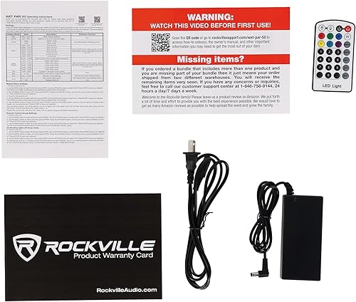 Miniatura 9 de Rockville Wet PAR 50 - Luz LED impermeable para DJ, 25 W, DMX inalámbrico, control remoto RF, RGBWA+UV, funciona con batería, clasificación IP64,