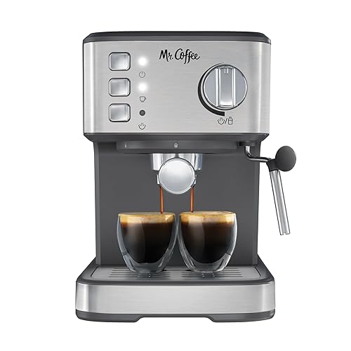 Mr. Coffee Compact Espresso Maker, Espresso Machine With Steam Wand,