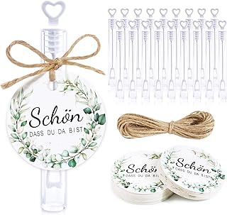 BOFUNX 50 Stücke Seifenblasen Hochzeit mit Schön DASS du da bist Anhänger Etiketten Juteschnur Wedding Bubbles für Hochzeit Geburtstag Verlobung Valentinstag Party Gastgeschenk (Ohne Seifenwasser)