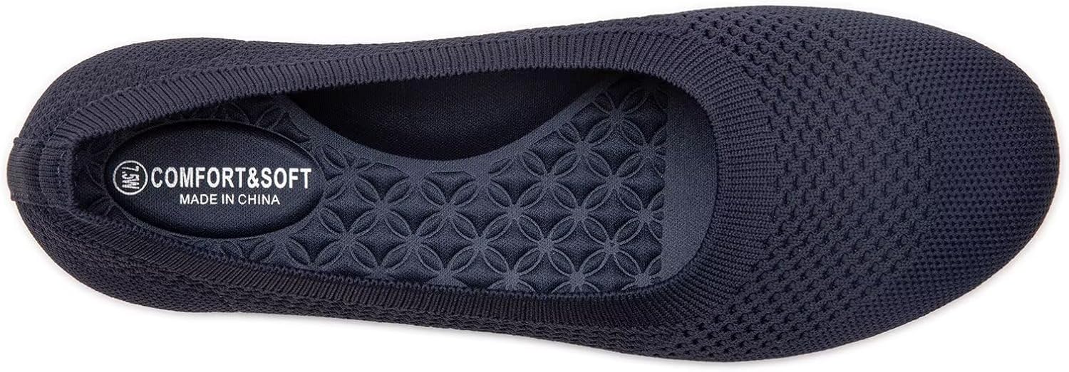 Frank Mully Women's Wide Width Flats Ballet Flats Round Toe Knit Flat Shoes with Arch Support Wide Toe Box - Image 6
