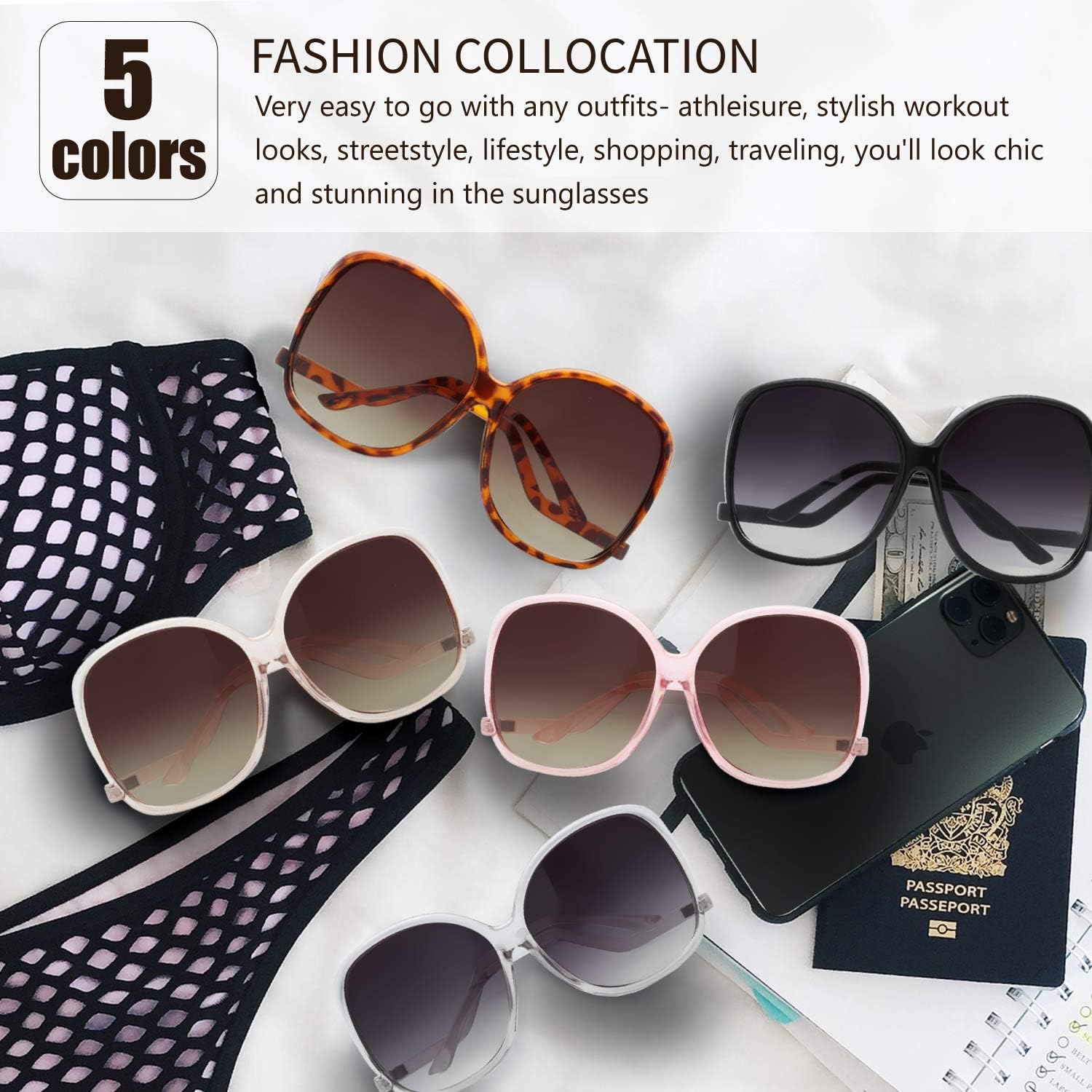 The Fresh Women's Oversized Square Jackie O Cat Eye Hybrid Butterfly Fashion Sunglasses - Exquisite Packaging - Image 5