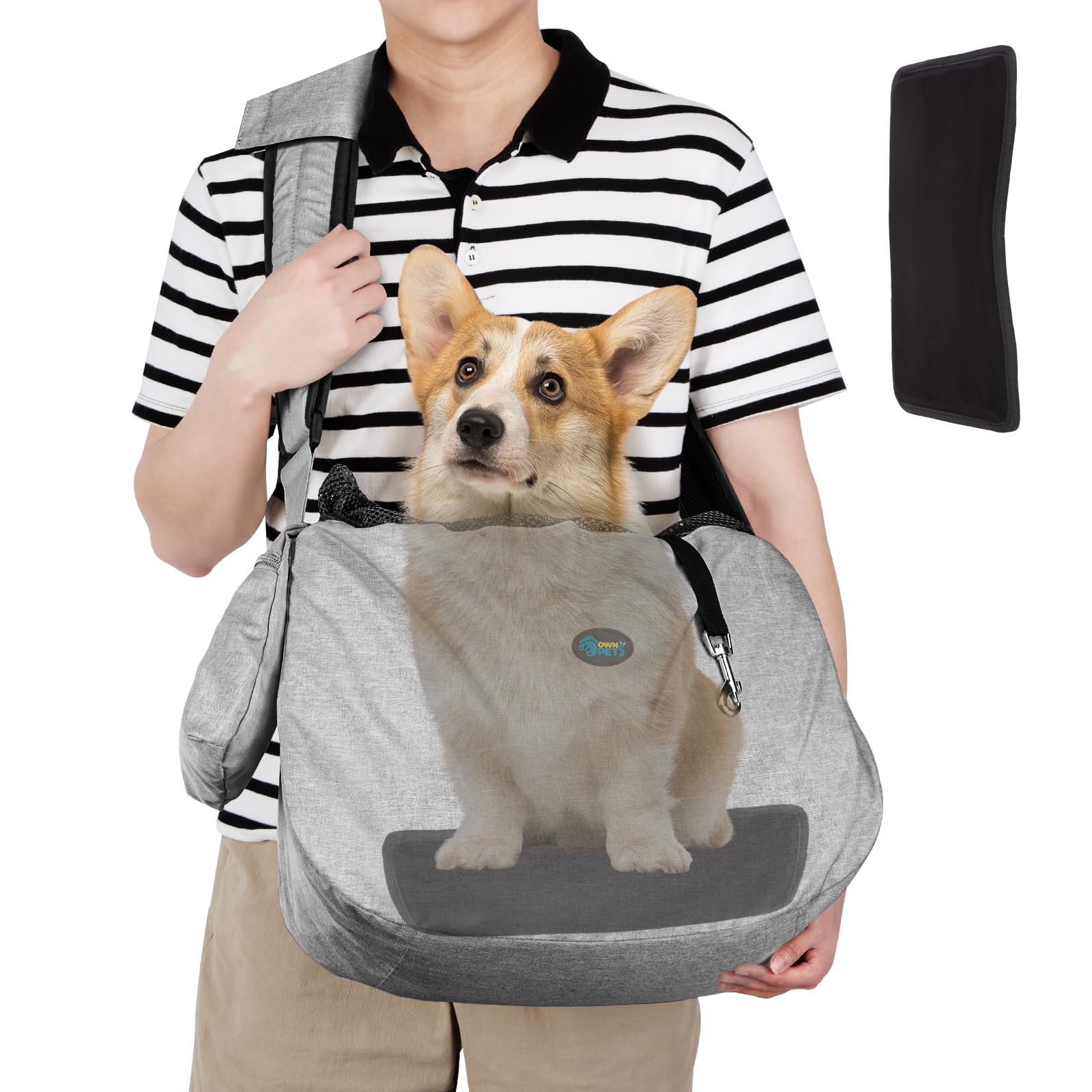 Ownpets Bolsa de Viaje para Mascotas, Bolso Perro Pequeño con Correa Ajustable, Bolsa de Transporte para Perro Pequeño y Almohadilla de Hombro de Bolsillo para Viajes al Aire Libre