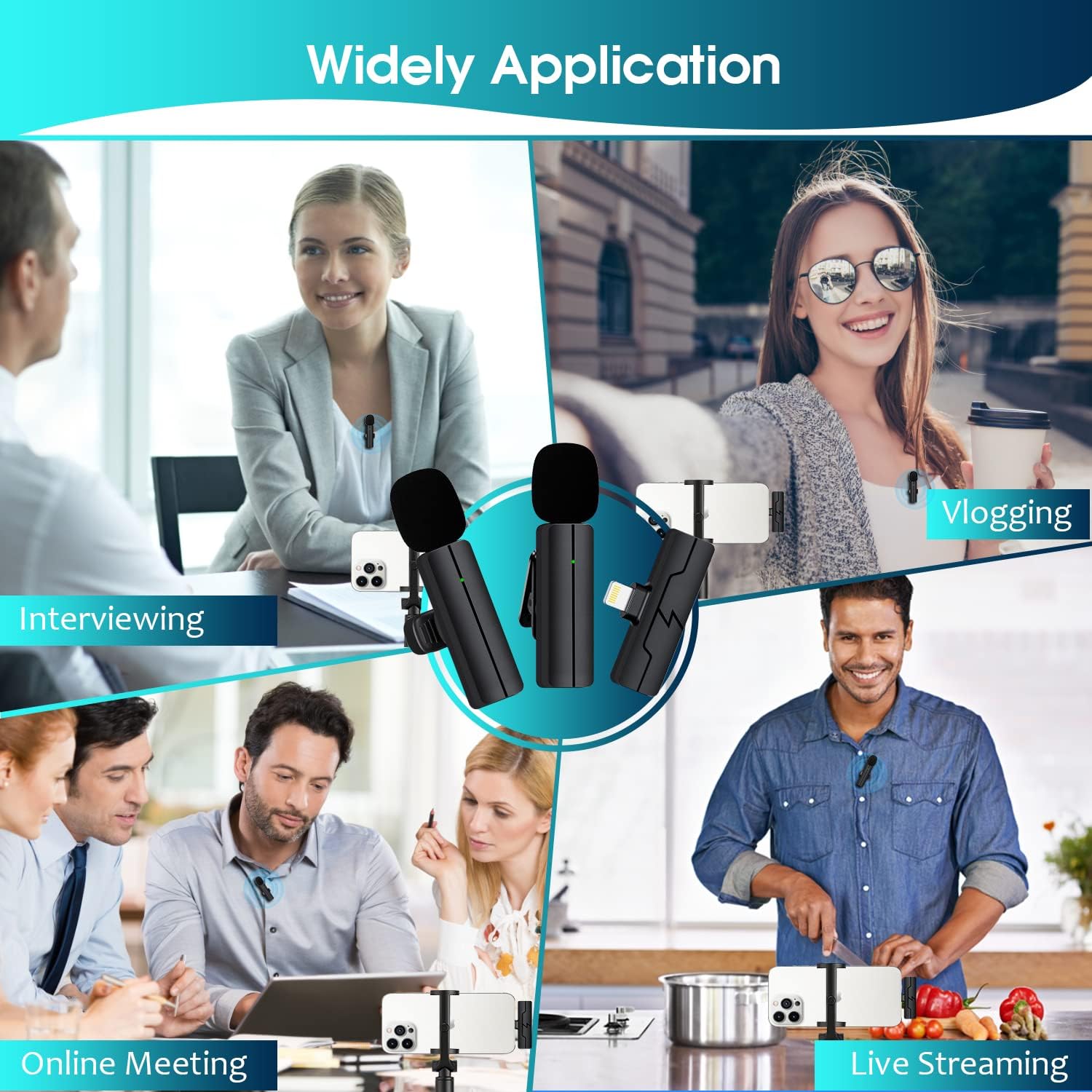 PGDLOF Wireless Lavalier Lapel Microphone for iPhone iPad - Professional Video Recording Lav Mic, 2 Clip-on Microphones for YouTube Interview Vlog Livestream & Podcast : Musical Instruments