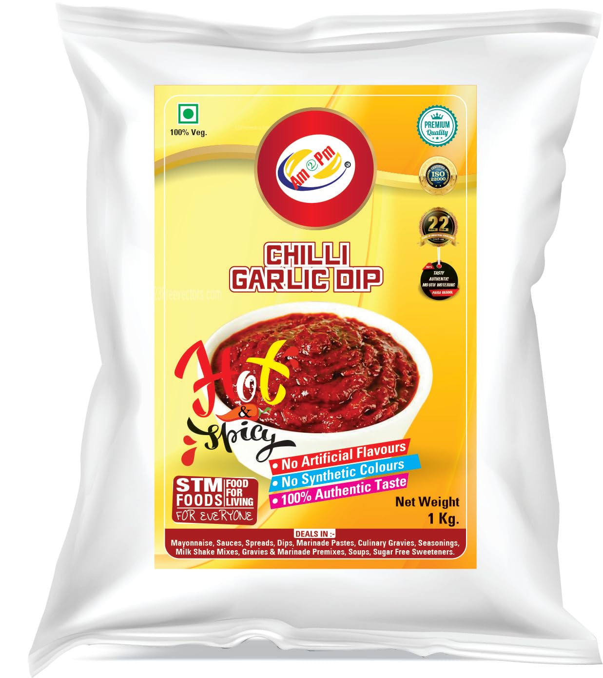 Am 2 Pm - Chilli Garlic Dip Spicy Sauce or Dip | No added aritifical colours & flavours | Dip For Veg Or Non Veg Fast Food Snacks - 1Kg-image-3