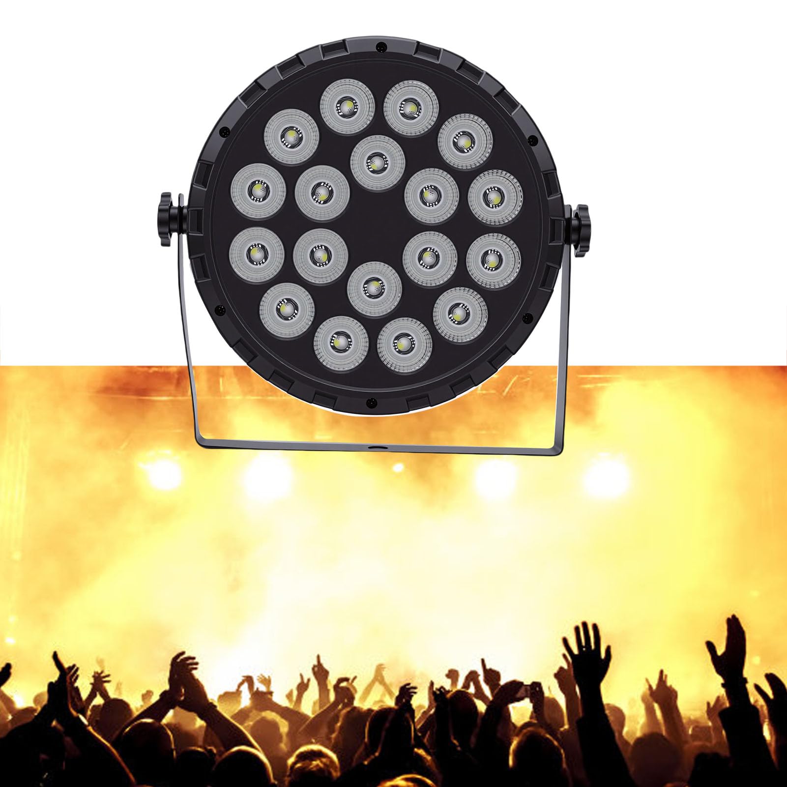 Fafeicy Luce par a LED da 60 W, Luce da Palco RGBW con Telecomando, 18 LED 4 in 1 per Attrezzatura DJ per Matrimoni, Lampada per Feste Attivata Dal Suono con Angolo del Fascio di (Spina UE 220V)